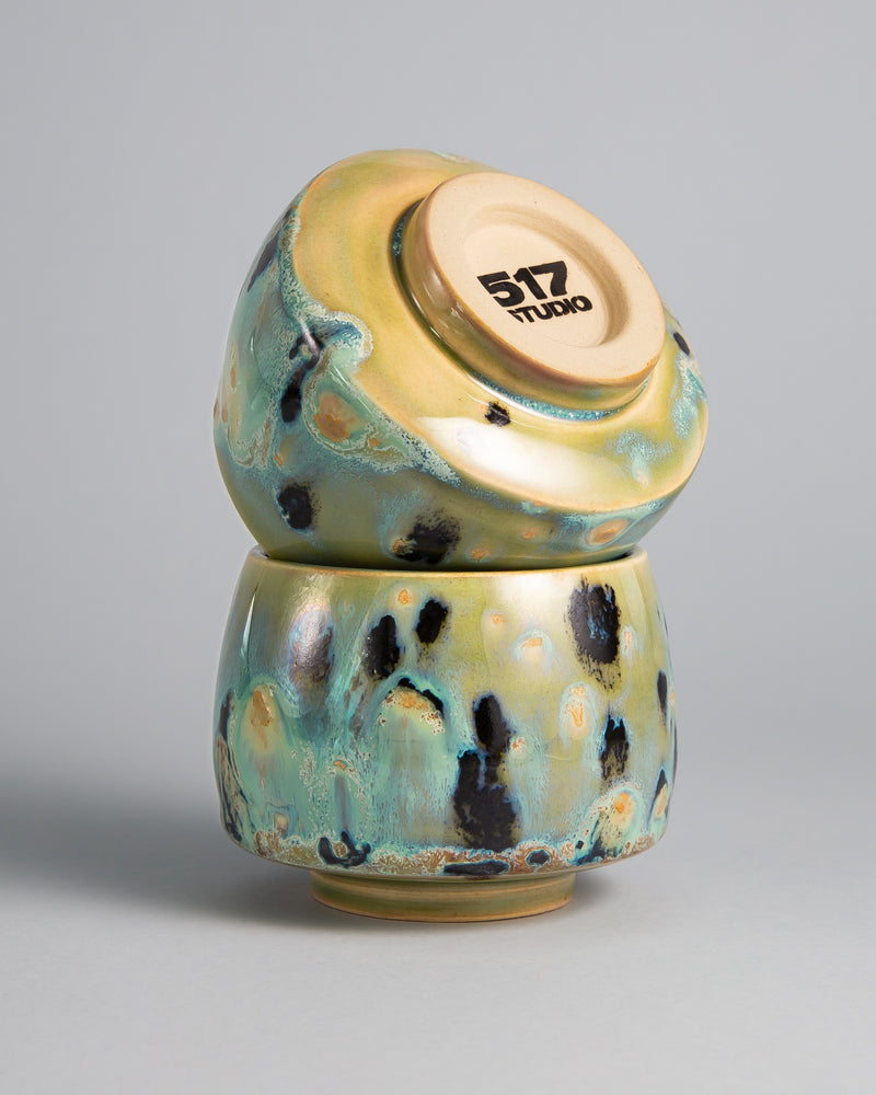 WINDY CUP 'LICHEN', two cups stacked, showing the 517 stamp on the base