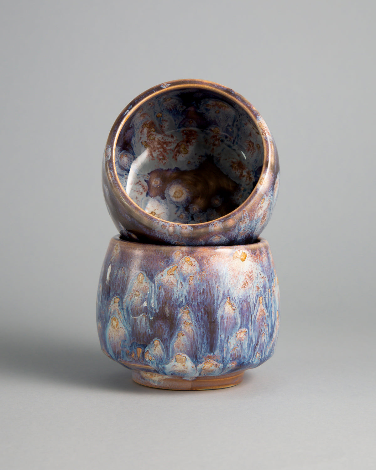 WINDY CUP 'NEBULA', two cups stacked, showing the glazed interior